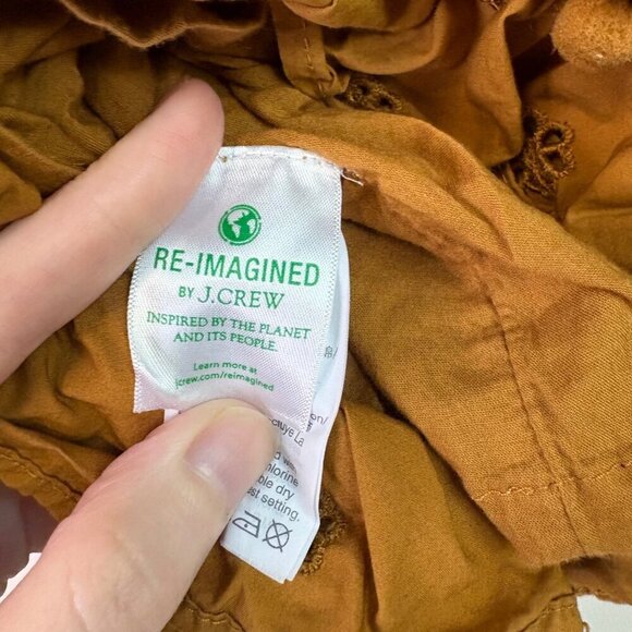 J.Crew Eyelet Pom-Pom flutter sleeve Poplin Cotton Golden Yellow Top Size S - Picture 8 of 12